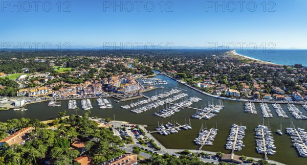 Panorama of Capbreton from a drone, Landes, Nouvelle-Aquitaine, France