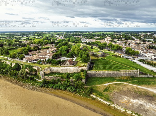 Citadel of Blaye from a drone, Blaye, Gironde Estuary, France