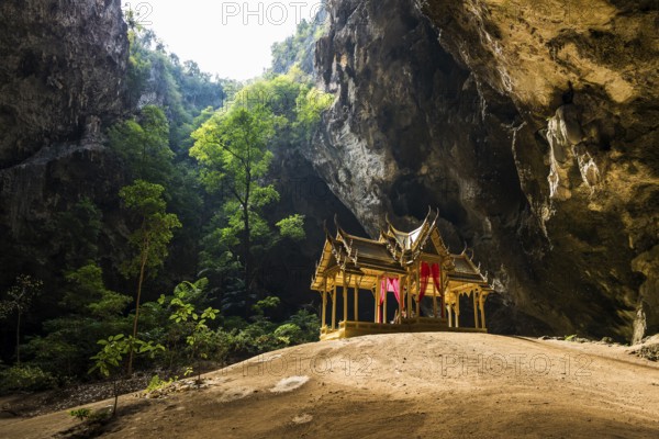 Temple in a stalactite cave, Phraya Nakhon Cave, Khao Sam Roi Yot National Park, Hua Hin, Prachuap Khiri Khan, Thailand