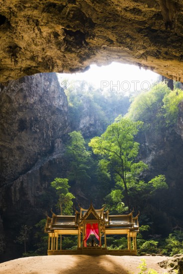 Temple in a stalactite cave, Phraya Nakhon Cave, Khao Sam Roi Yot National Park, Hua Hin, Prachuap Khiri Khan, Thailand