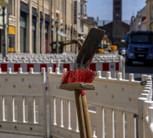 Roadworks in Brandenburger Straße, shopping street in Potsdam, Brandenburg, Germany
