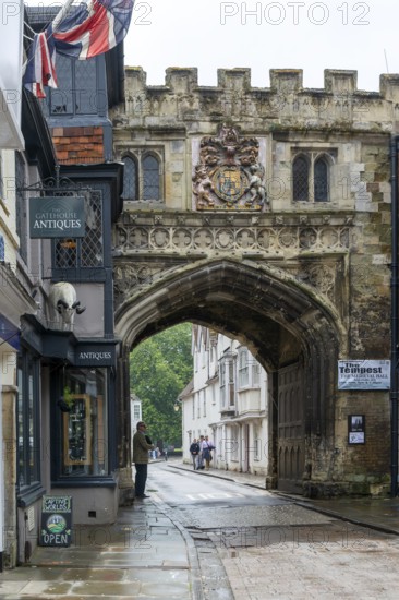 Historic medieval entrance gateway, High Street Gate, Salisbury, Wiltshire, England, UK built c 1340s