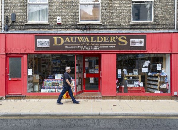 Dauwalder's shop dealers in fine stamps, Fisherton Street, Salisbury, Wiltshire, England, UK