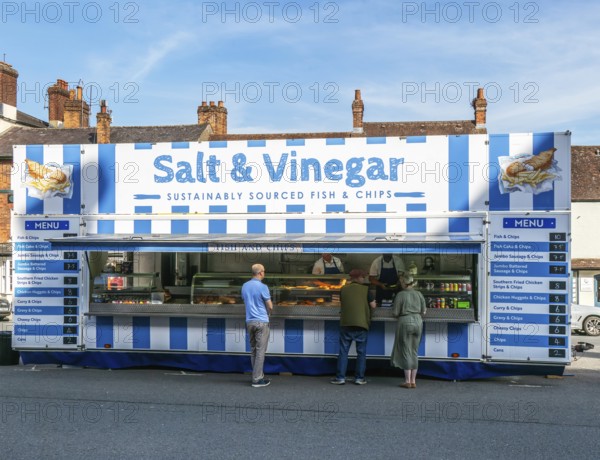 Salt & Vinegar mobile fish and chips shop, High Street, Marlborough, Wiltshire, England, UK