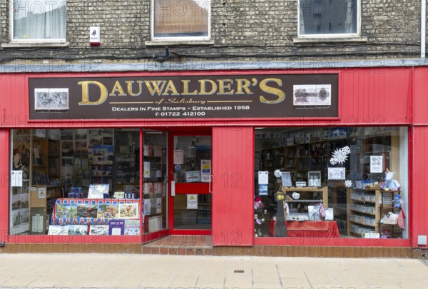 Dauwalder's shop dealers in fine stamps, Fisherton Street, Salisbury, Wiltshire, England, UK