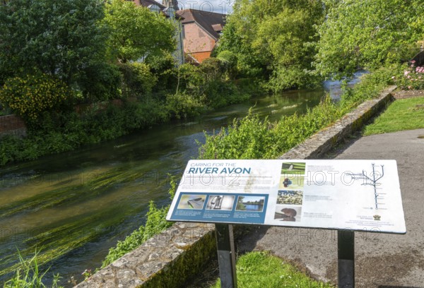 Caring for the River Avon ecology sign information, Salisbury, Wiltshire, England, UK