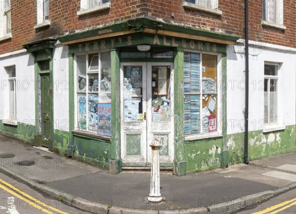 Terry's Allsorts quirky corner shop stores, Dews Road, Salisbury, Wiltshire, England, UK