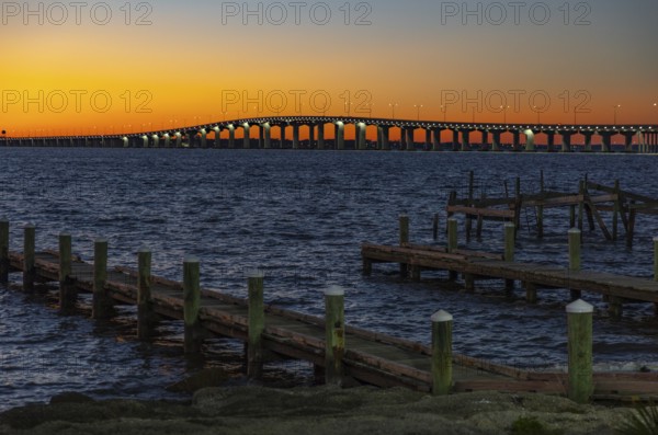Bay St. Louis bridge connects the cities of Bay St. Louis and Pass Christian, Mississippi