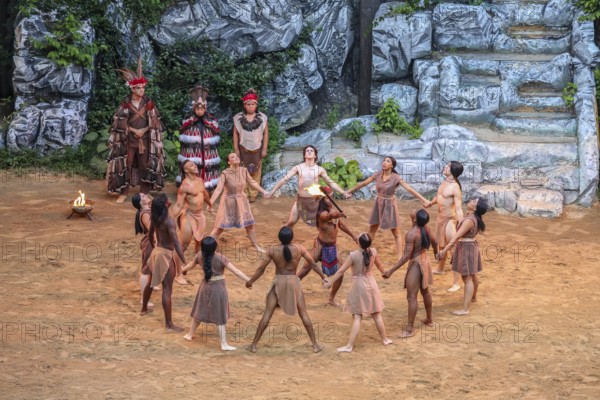 Outdoor drama Unto These Hills recounts the history of the Cherokee in North Carolina up to their removal via the Trail of Tears in 1838