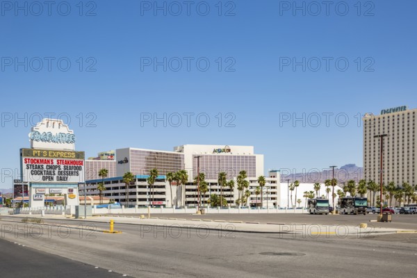 Edgewater and Aquarius casino resorts on South Casino Drive in Laughlin, Nevada