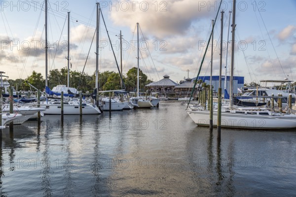 Oar House restaurant across Bayou Chico from the Yacht Harbor Marina off Pensacola Bay in downtown Pensacola, Florida