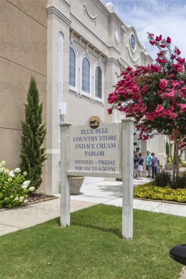 Sign outside the Blue Bell Creameries Country Store and Ice Cream Parlor in Sylacauga, Alabama