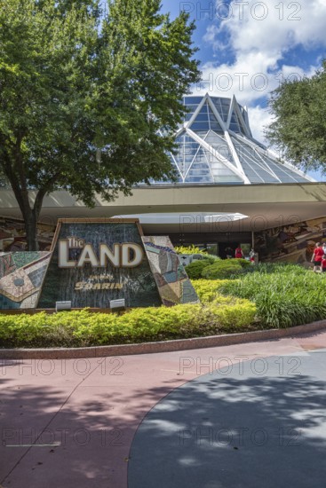Sign at the entrance to The Land attraction in Epcot at Walt Disney World in Orlando, Florida
