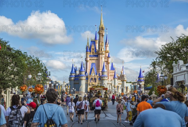 Cinderella's Castle at the end of Main Street in the Magic Kingdom at Walt Disney World, Orlando, Florida