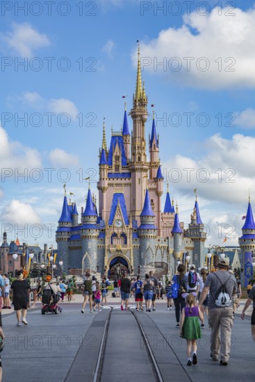 Cinderella's Castle at the end of Main Street in the Magic Kingdom at Walt Disney World, Orlando, Florida