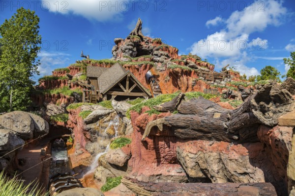 Splash Mountain log ride attraction in the Frontierland area of Magic Kingdom at Walt Disney World, Orlando, Florida