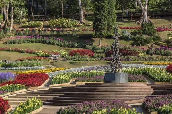 Continuity sculpture in Mae Fah Luang Gardens within the Doi Tung tourist attraction in Chiang Rai, Thailand