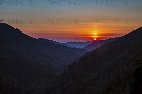 View from the Ben Morton Overlook on Hwy 441 Newfound Gap Road on the Tennessee side of the Great Smoky Mountains National Park