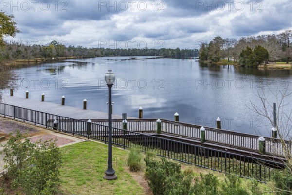 Gazebo at the end of the boardwalk along the Blackwater River in downtown Milton, Florida