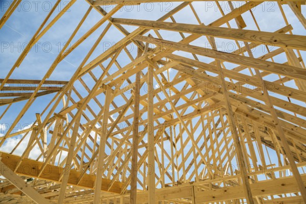 New home construction with wood framing near Hattiesburg, Mississippi