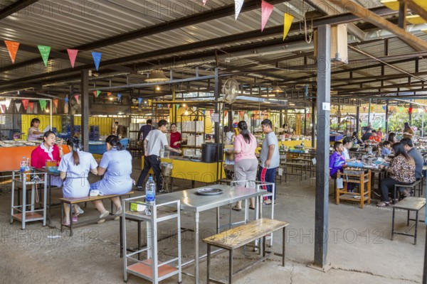 Buffet style outdoor restaurant in Chiang Rai province of Northern Thailand