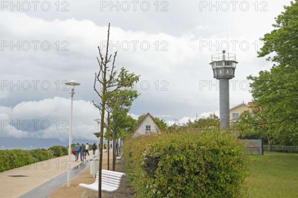 Beach promenade, border observation tower, Ostseeallee, Baltic Sea, Baltic Sea resort, Kühlungsborn-Ost, Kühlungsborn, Rostock district, Mecklenburg-Western Pomerania, Germany