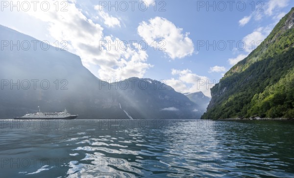 Atmospheric fjord landscape at the Geirangerfjord, Møre og Romsdal, Norway