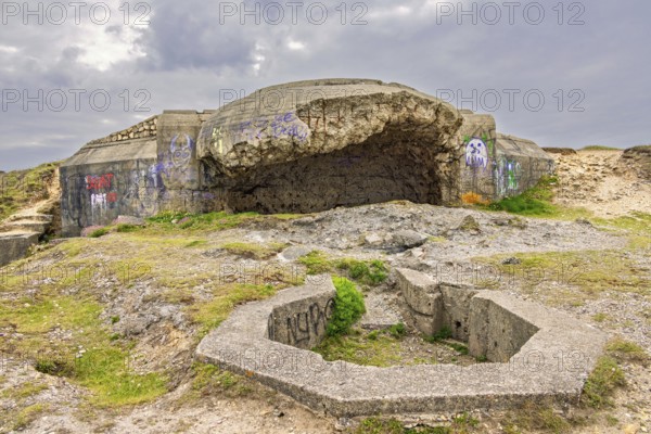 Old bunker which was included in the atlantic wall from World war II on the france coast, Crozon peninsula, Bretagne, France