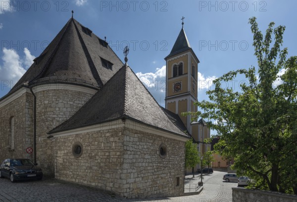 Neo-Romanesque extension 1891 of the church of St Vitus, Burglengenfeld, Upper Palatinate, Bavaria, Germany