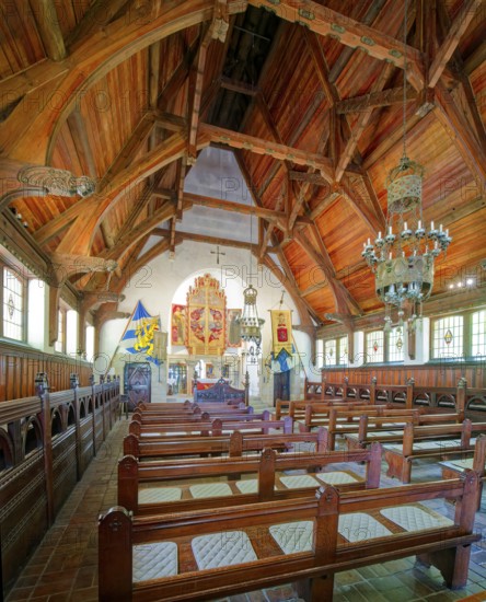 Gustav Adolf Chapel, interior photo, Lützen Museum 1632 to commemorate the Battle of Lützen and the death of the Swedish King Gustav II Adolf in the Thirty Years' War from 1618 to 1648, Lützen, Saxony-Anhalt, Germany