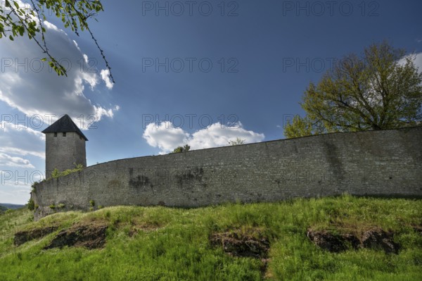 Burgnauer with watchtower of Lengenfeld Castle, dating from the 12th century, Burglengenfeld, Upper Palatinate, Bavaria, Germany