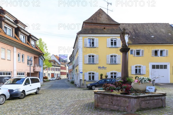 St Mary's Fountain on the market square in Endingen am Kaiserstuhl, Baden-Württemberg, Germany