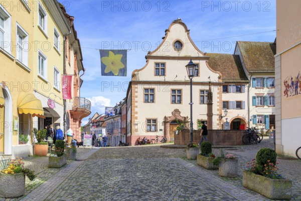 Historic buildings on the market square in Endingen am Kaiserstuhl, Baden-Württemberg, Germany