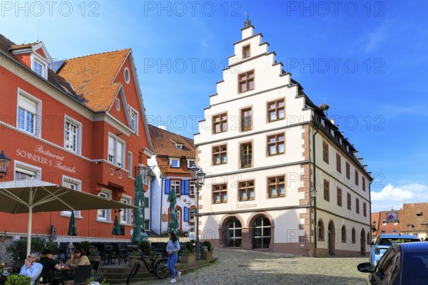 Town hall with stepped gable on the market square, Endingen am Kaiserstuhl, Baden-Württemberg, Germany