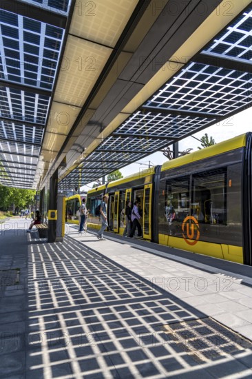 New bus and tram stops at Science Park Utrecht, Utrecht University, the stops have been redesigned, have LED lighting, video surveillance and a transparent solar roof, Netherlands
