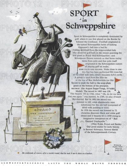 Sport in Schweppshire Schweppes advert advertising in Country Life magazine UK 1951