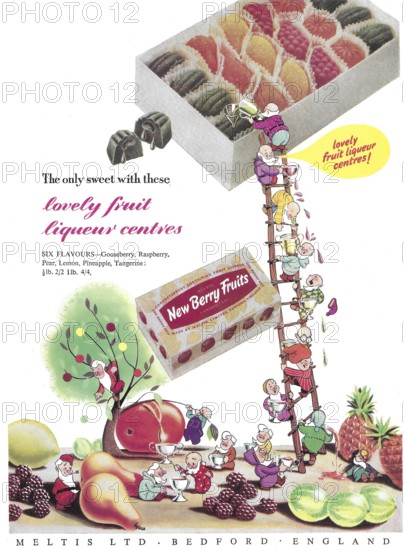 New Berry Fruits sweet liqueur Meltis Ltd advert advertising in Country Life magazine UK 1951