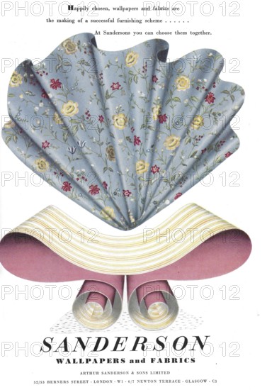 Sanderson wallpapers andadvert advertising in Country Life magazine UK 1951