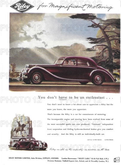 Riley Motors Limited car advert advertising in Country Life magazine UK 1951