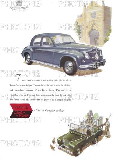 Rover car Land-Rover vehicle alike in craftsmanship advert advertising in Country Life magazine UK 1951