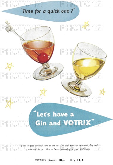 Gin and Votrix advert advertising in Country Life magazine UK 1951