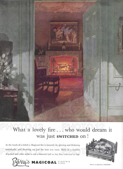Berry's Magicoal fires advert advertising in Country Life magazine UK 1951