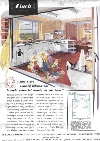 Finch and Company planned kitchen advert advertising in Country Life magazine UK 1951