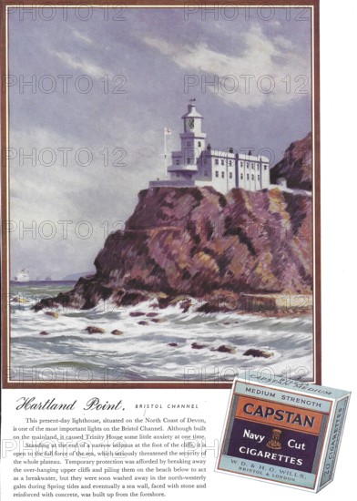 Hartland Point Bristol Channel Capstan medium strength cigarettes advert advertising in Country Life magazine UK 1951
