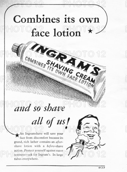 Ingram's shaving cream advert in London Illustrated News, 1949