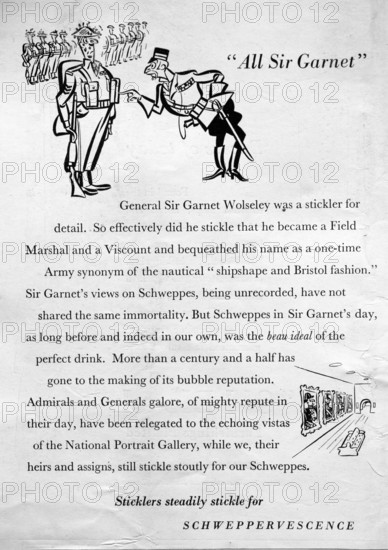 Sir Garnet Schweppes tonic water advert London Illustrated News, 1949