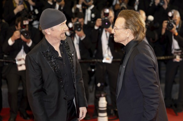 Cannes, France - 16.5.2024: The Edge and Bono on the red carpet during the 78th Cannes International Film Festival. The 78th Cannes International Film Festival will take place from 13 to 24 May 2025