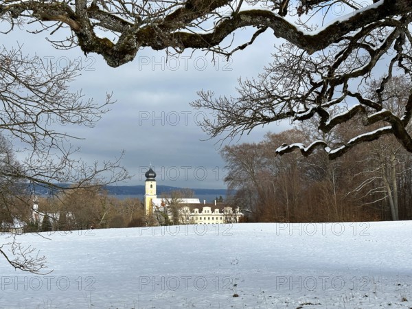 Bernried Monastery on Lake Starnberg in winter, Bavaria, Germany