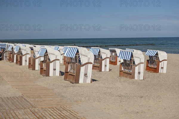 Beach chairs, beach, Baltic Sea, Baltic seaside resort, Kühlungsborn, Rostock district, Mecklenburg-Western Pomerania, Germany