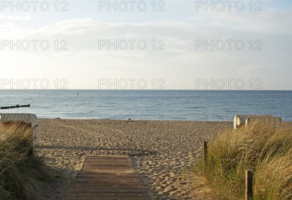 Beach access 14, beach chairs, beach, Baltic Sea, Baltic Sea resort, Kühlungsborn, Rostock district, Mecklenburg-Western Pomerania, Germany
